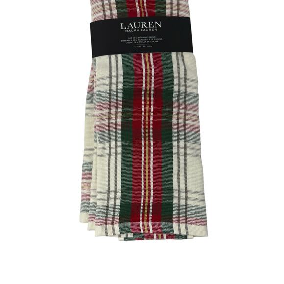 NWT Lauren Ralph Lauren Holiday Plaid Kitchen Set Mini Mitt & 2 Towels Christmas - Picture 3 of 10